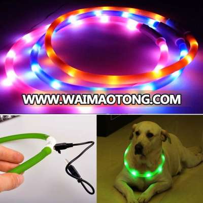 High quality USB powered led dog collar rechargeable light up dog safety collar