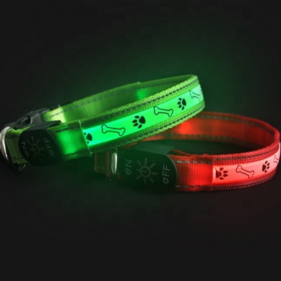 Factory Manufacturers Wholesale Nylon Reflective LED Dog Collars in bulk with Flashing Light for Small Medium Large Dogs