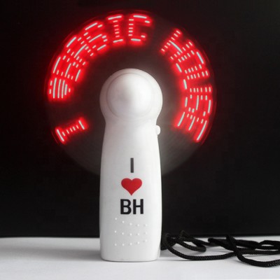 Battery Operated Custom Mini Handheld Led Flashing Message Fan